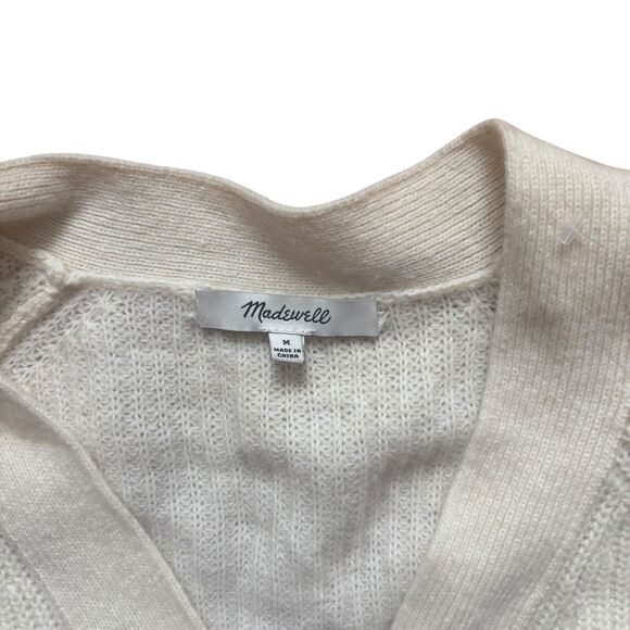 Madewell Ribbed Lyle Henley Sweater Wool Blend in Cream, Size M - Picture 4 of 9